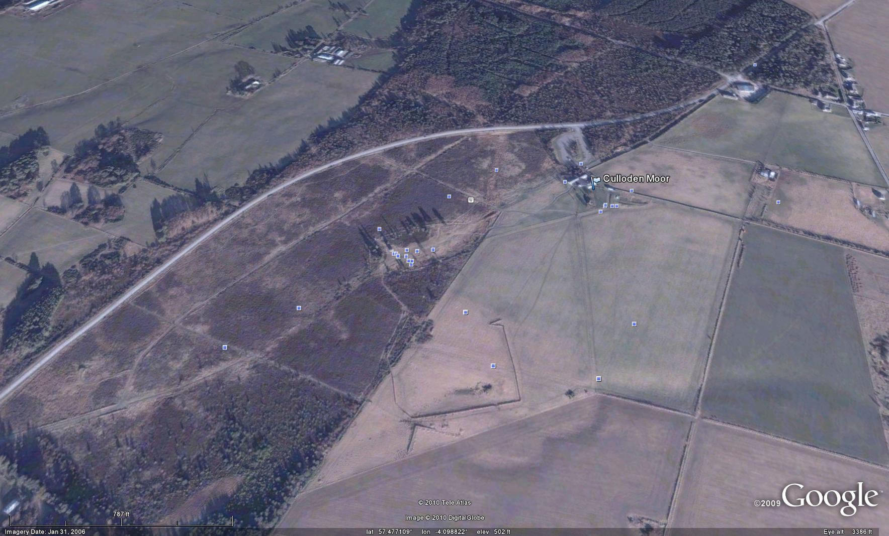 Google Earth view of Culloden Moor