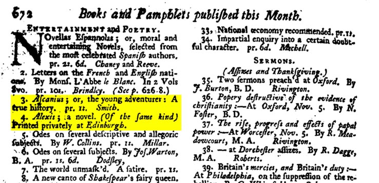 December 1746 Book List